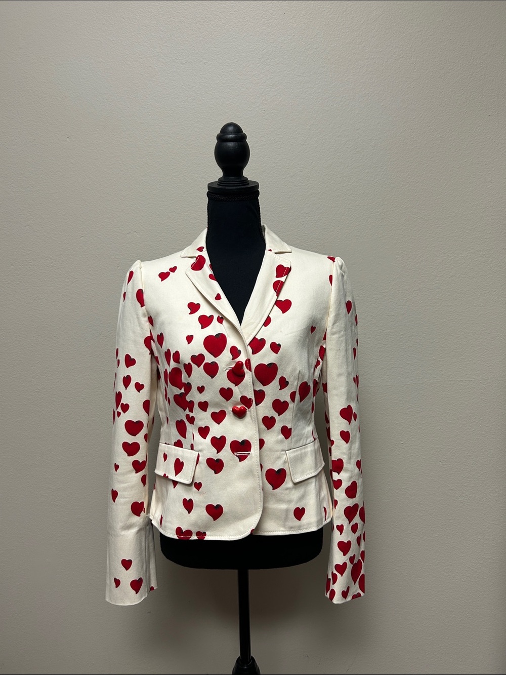 Moschino White Blazer with Red Heart Motif